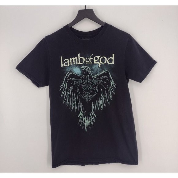 Lamb Of God Phoenix Bird Heavy Metal Rock Band Blue Black T-Shirt Mens M - Picture 1 of 5